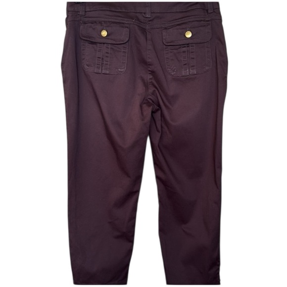 Jones New York Signature Dark Brown Trousers Preppy Polished Cotton Stretch Crop - Picture 9 of 10